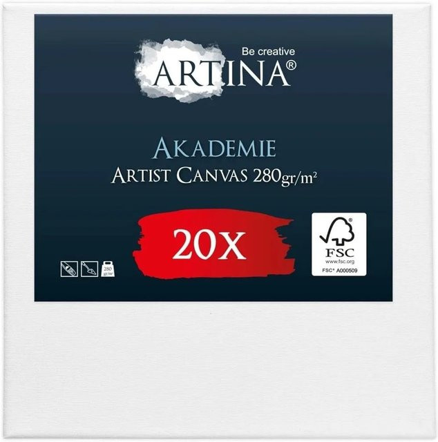 Artina Akademie Keilrahmen Set aus FSC Holz in Weiß, 20 Stück, B: 18 cm x H: 24 cm - Bild 1