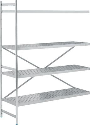 Köhler Regalsystem Anbauregal aus Edelstahl in Silber mit gelochtem Boden, H 200 x B 147,5 x T 60 cm - Bild 1