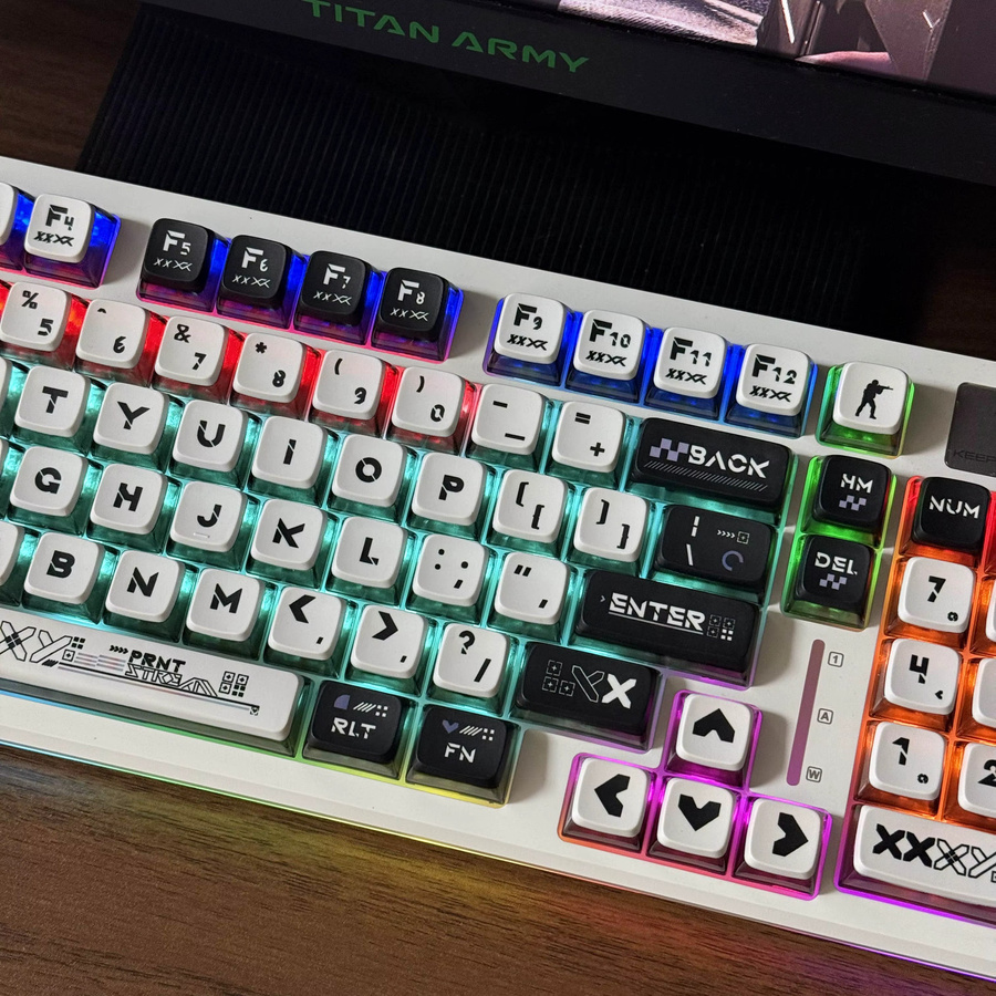 CHUBAN Pudding Tastenkappen Set mit Doomsday-Druck und 4-seitig durchscheinendem Obermuster für mechanische Tastaturen, Multicolor, kompatibel mit 60 %, 75 %, TKL, 96 % und 100 % Layouts - Bild 3
