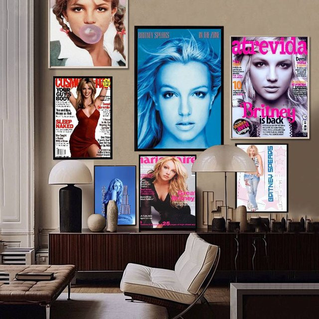 B-Britney S-Spears DIY Klebeposter im Vintage-Stil, mehrfarbiges Abstract-Kunstwerk aus Papier, B/H: 15 x 15 cm - Bild 1