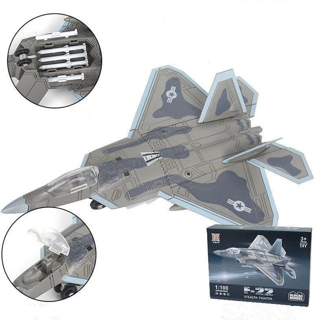 ZOCO F22 Kämpfer 3D Puzzle Modellflugzeug in 1:100 Skala, Grau, Kunststoff - Bild 1