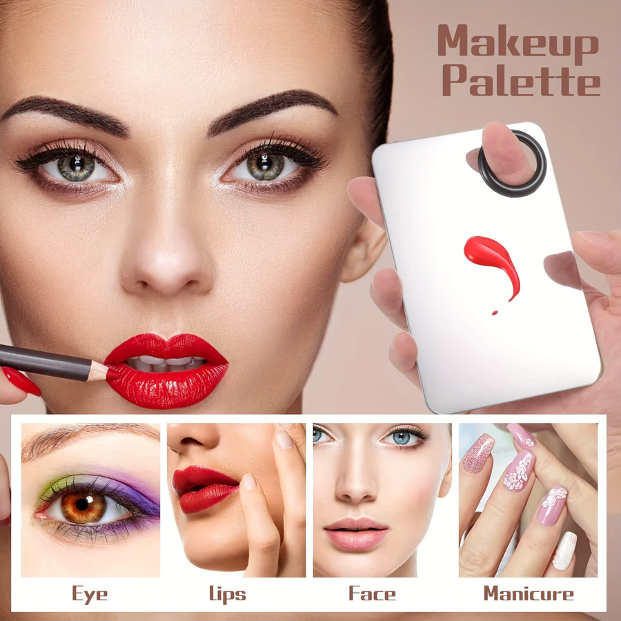 Make-up-Foundation-Spreizer-Set, Edelstahl-Palette und Pinsel mit Ring - Bild 2