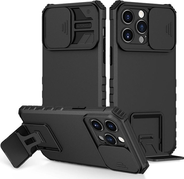 Armor Schiebe-Kamera-Schutz Handyhülle für Apple iPhone in Schwarz - Bild 1