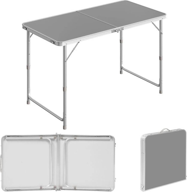 WOLTU Campingtisch und Gartentisch höhenverstellbar in Grau mit klappbarer MDF Platte und Aluminiumlegierung B/T/H: 60 x 70 x 30-60 cm - Bild 1