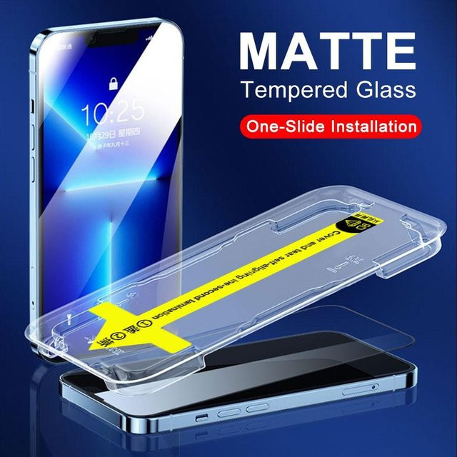 Darui 3C Accessories Mattierte Displayschutzfolie aus gehärtetem Glas für iPhone 16 15 14 13 12 11 Pro Max XS XR X 15 Plus inklusive Installationswerkzeug, Transparent - Bild 1
