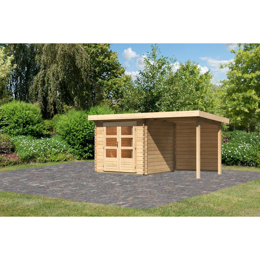 Karibu Holz-Gartenhaus Ängelholm in Natur mit Pultdach und modernem Design, B/T: 220 x 220 cm - Bild 2