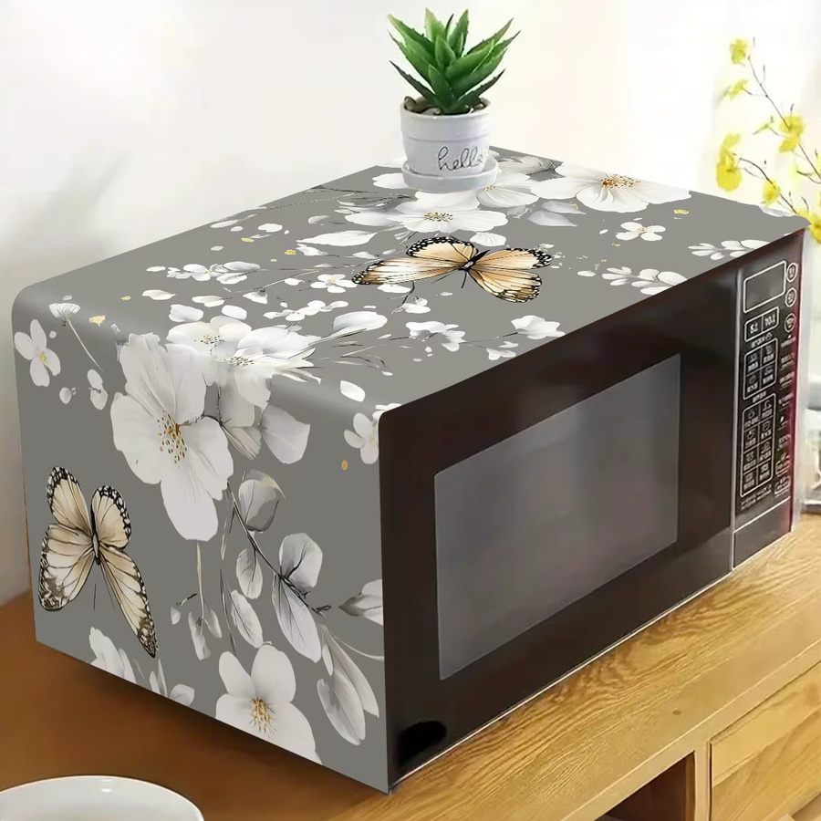 Mikrowellen-Staubschutzhülle mit Schmetterlings-Design in Weiß für Samsung Küchengeräte, B: 85 cm, H: 35 cm - Bild 3