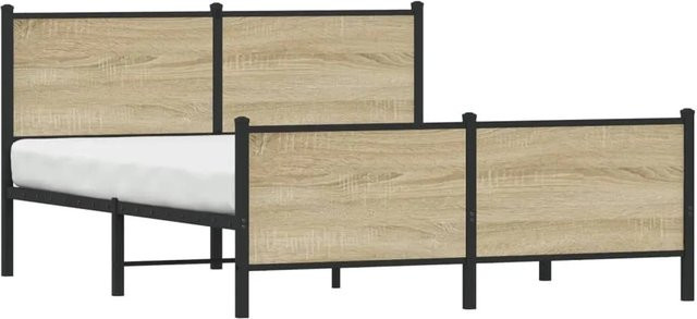 vidaXL Metallbett in Sonoma-Eiche ohne Matratze, B/T/H: 140 x 190 x 91,5 cm - Bild 1