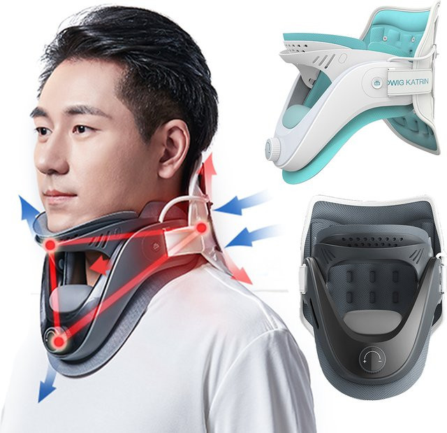 VKTECH Ergonomisches Nacken-Traktionsgerät mit Airbag-Unterstützung zur Ausrichtung der Halswirbelsäule in Schwarz - Bild 1