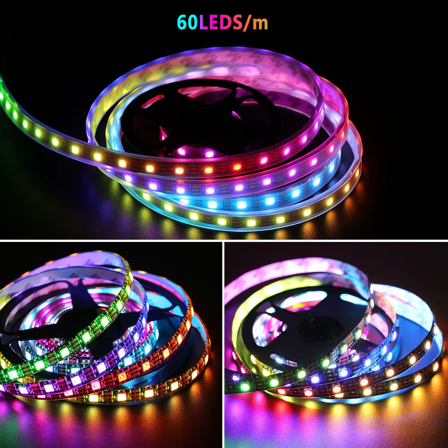 WS2812B Smart RGB LED-Streifen DC5V individuell adressierbar mit IP65 Schutz, Multicolour, Schwarz PCB - Bild 5