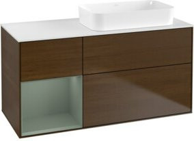 V&B Waschtischunterschrank Finion mit Wandbeleuchtung in Walnuss Furnier, B/T: 120 x 60 cm - Bild 1