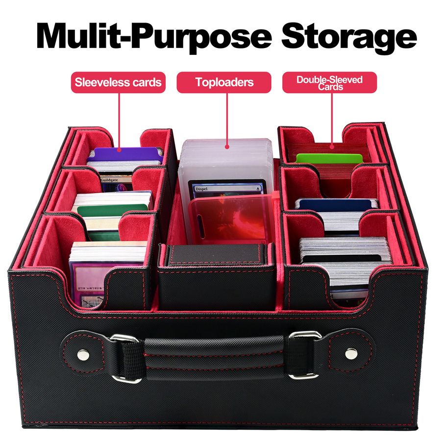RyshePro Sammelkarten-Aufbewahrungsbox Commander Deck Box, 7-in-1, Schwarz, Rot - Bild 3