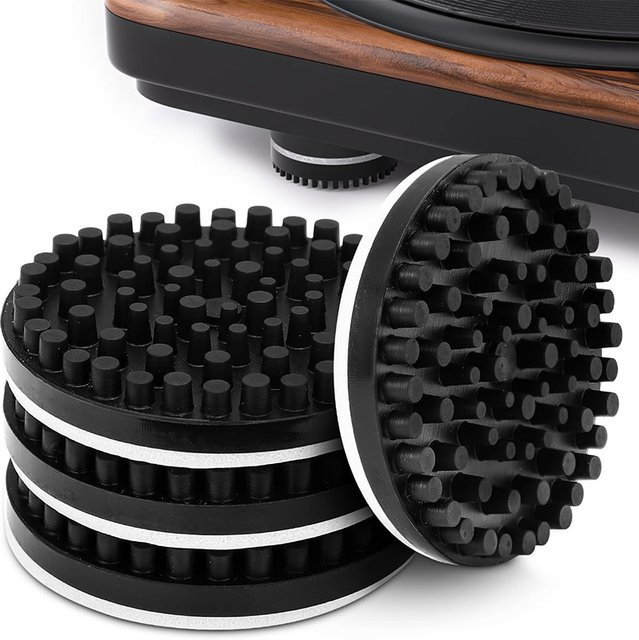 4er-Set Audio Isolator Basis Pads in Schwarz als Vibrationsdämpfer für Plattenspieler, HiFi-Lautsprecher und Verstärker - Bild 1