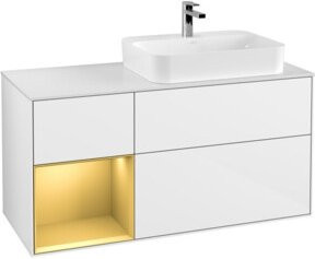 V&B Waschtischunterschrank Finion mit Wandbeleuchtung, Weiß lackiert, Breite: 120 cm, Tiefe: 50,1 cm - Bild 1