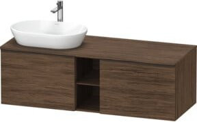 Duravit Waschtischunterschrank D-Neo Wandhängend in Nussbaum Dunkel mit 2 Türen und 1 Fach, B: 140 cm, T: 55 cm, H: 45,9 cm - Bild 1