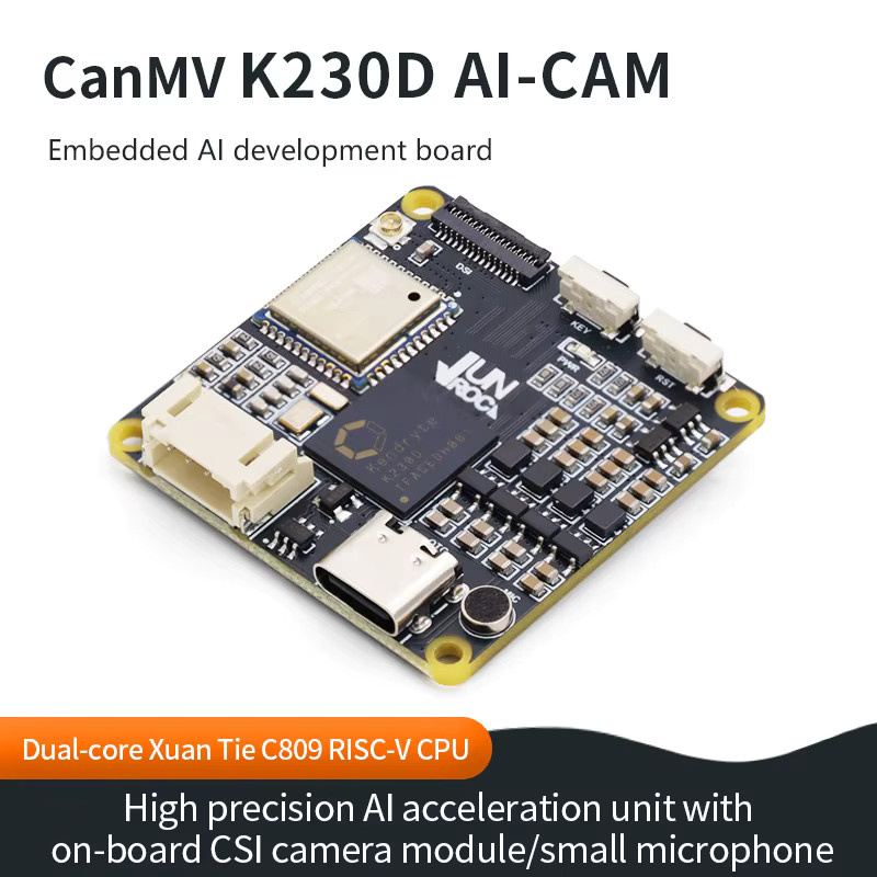 CanMV K230D AI-CAM Embedded AI Development Board in Schwarz mit Dual-Core Xuan Tie C809 RISC-V CPU und 128 MB LPDDR4 - Bild 2