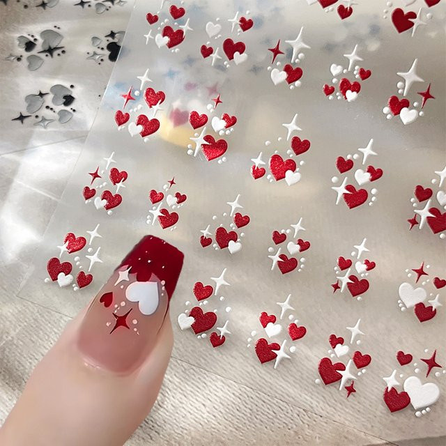 MAFANAILS Nagelsticker, Rot-Weiß, Glänzend, Unisex - Bild 1