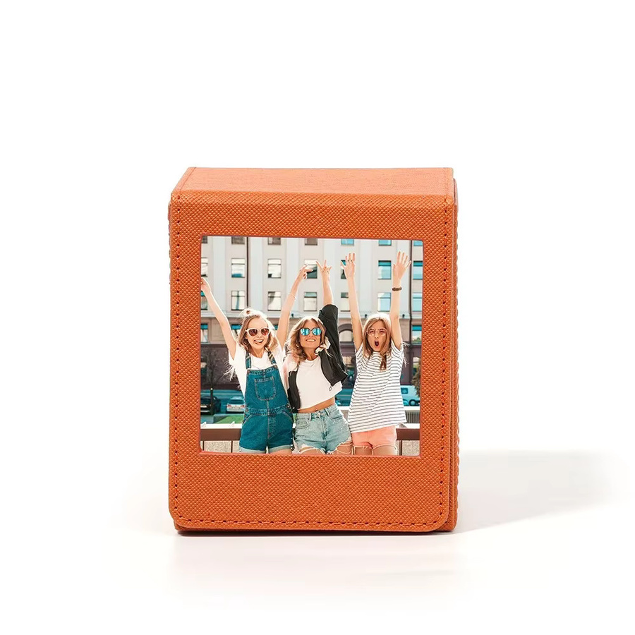 Fujifilm Foto-Aufbewahrungsbox für Instax SQ40 und SQ10 quadratische Filmrahmen aus PVC in Orange und Schwarz - Bild 2