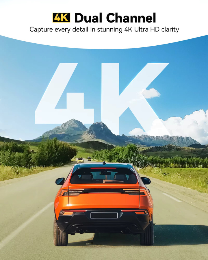 WOLFBOX G850 PRO Dashcam mit 4K Front- und 1080P Heckkamera, WiFi, GPS, ADAS und Nachtsicht, Schwarz - Bild 2