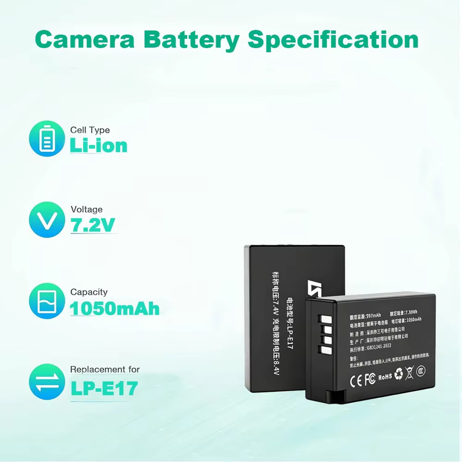 LP-E17 Akku mit Doppelladegerät für Canon EOS Kameras in Schwarz - Bild 2