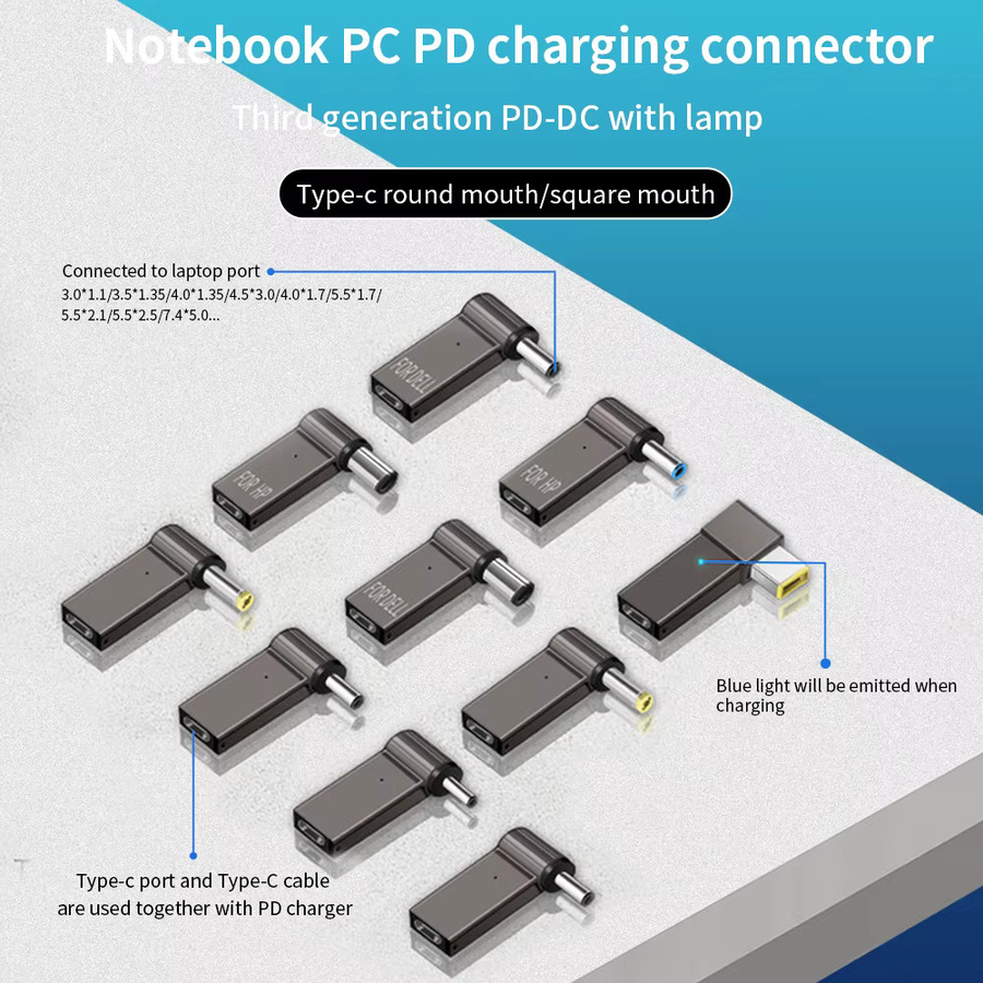 TISHRIC Laptop Netzteil Adapter PD 100W 5A USB Typ-C auf DC Stecker in Schwarz für HP, Lenovo und DELL - Bild 2