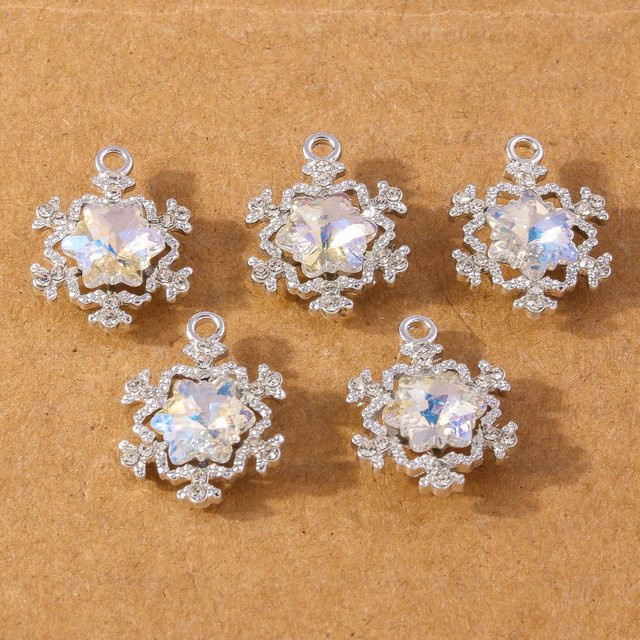 Tenande Charms Anhänger Schneeflocke, Silber, Zirkonia, Kristall, Unisex - Bild 1