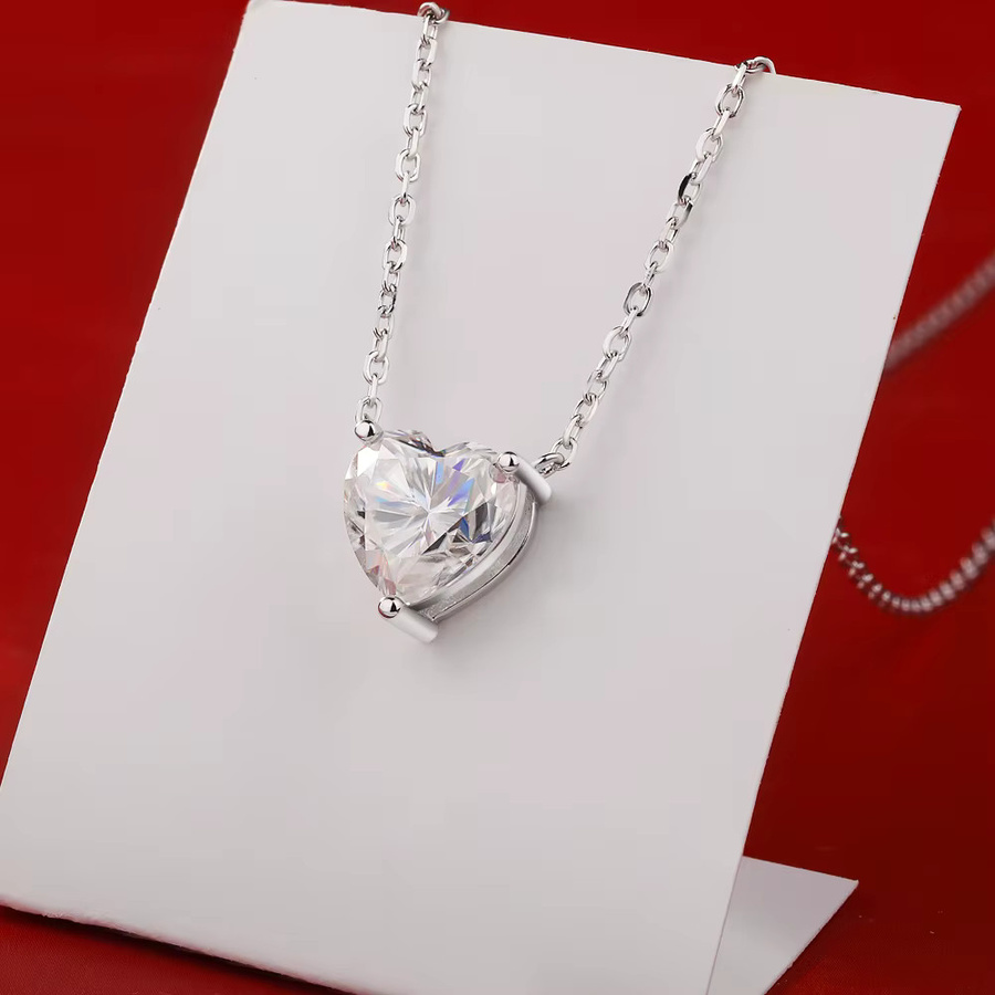 BXINY Halskette, Moissanit, Diamant, 925 Silber, Damen - Bild 2