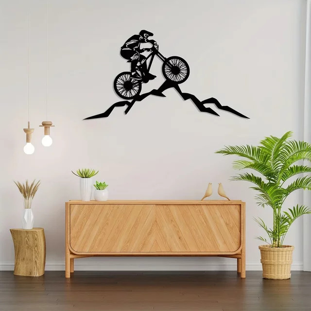 CIFBUY Wanddekoration Mountainbiker aus Metall und Aluminium Verbund - Bild 1