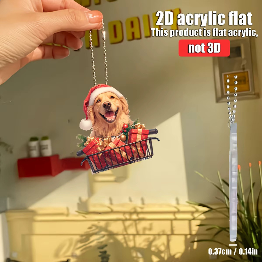 Weihnachts-Anhänger Golden Retriever aus Acryl für Auto, Rucksack und Schlüsselanhänger - Bild 3