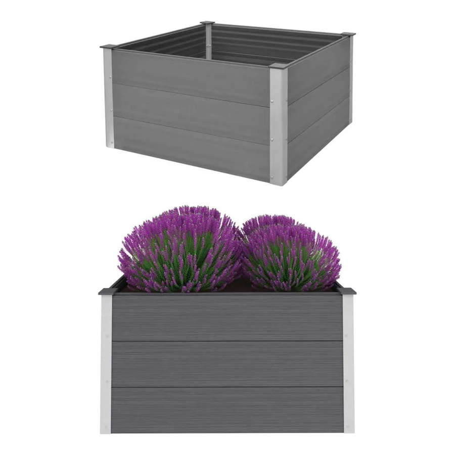 furnicato Garten-Hochbeet aus WPC und Aluminium in Grau, B/T/H: 100 x 100 x 54 cm - Bild 2