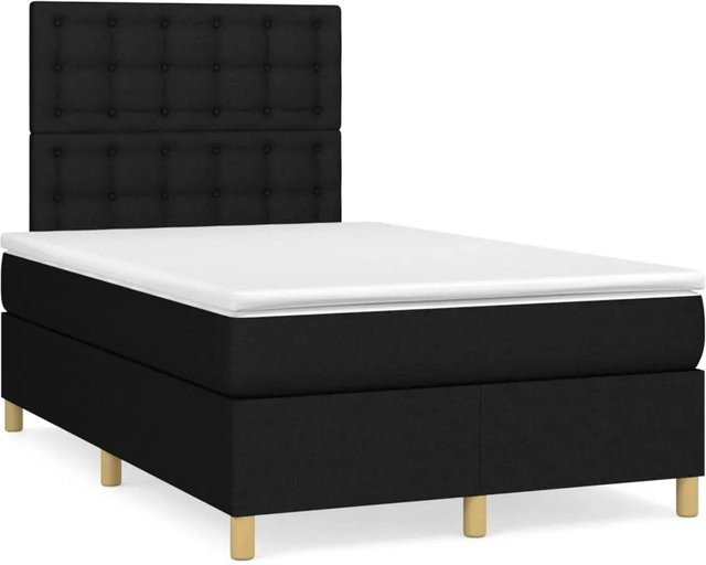vidaXL Boxspringbett Hybrid mit Matratze Schwarz Stoff B/T/H: 120 x 200 cm - Bild 1