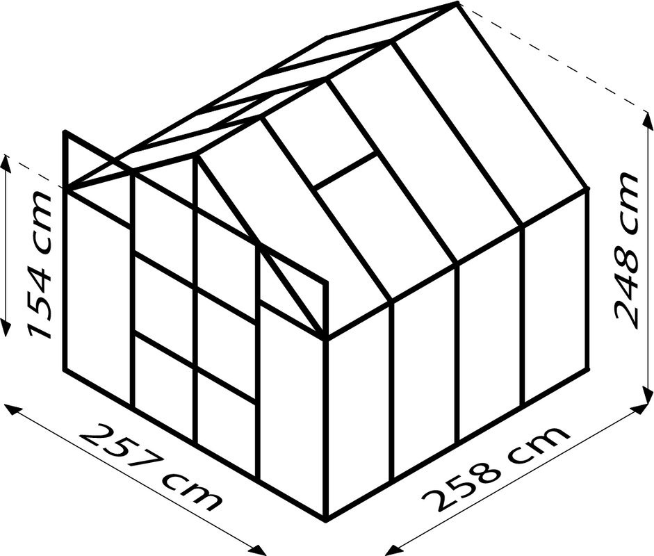 Vitavia Gewächshaus Uranus mit 6,7 m² Fläche, silberfarbenes Aluminium und 6 mm Polycarbonat-Verglasung - Bild 3