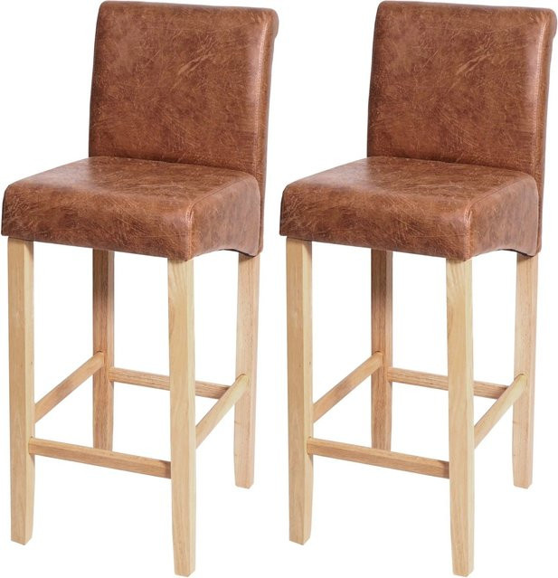 PROREGAL 2er-Set Barhocker mit Lehne in Braun, gepolstert mit Wildlederimitat und Textil, Sitzhöhe: 75 cm - Bild 1