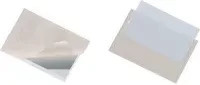 Durable POCKETFIX Selbstklebetaschen für Visitenkarten, transparent, 100 Stück, Breite: 9,4 cm, Höhe: 6,1 cm - Bild 1