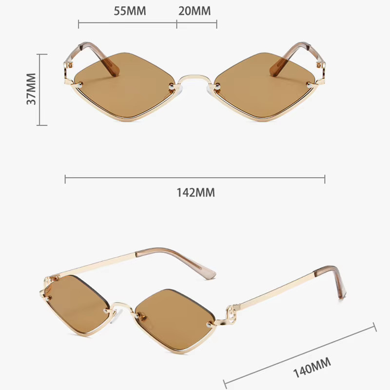 Hindfield Sonnenbrille, Hexagonal, Halbrand, Metall, Unisex - Bild 4
