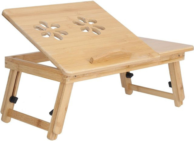 Aimo Multifunktionaler faltbarer Laptop-Schreibtisch aus Bambus, verstellbare Laptop-Halterung mit Neigefunktion in Beige - Bild 1