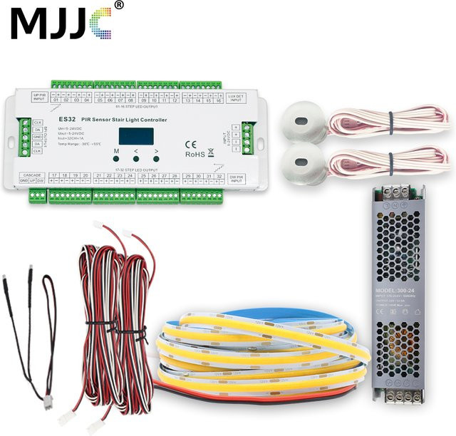 32CH ES32 PIR Treppenstufen-Licht-Controller mit LED-Bewegungsmelder und Nachtlicht, 12 V, Infrarot-induktiver Schalter für Treppen und LED-Streifen - Bild 1