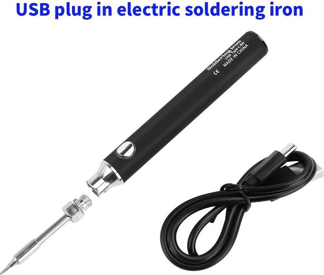 Airepair Mini USB Typ-C Lötkolben in Schwarz mit 3-stufiger einstellbarer Temperatur, tragbarer elektronischer Schweißstift - Bild 1