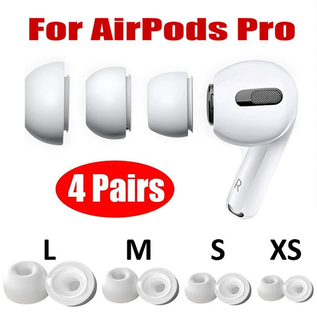 Weiche Silikon-Ersatz-Ohrstöpsel für Apple AirPods Pro 1 und 2, rutschfest, Farbe: Weiß, Größen: XS/S/M/L - Bild 1