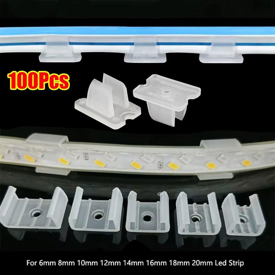 100 Stück Stone Home Kunststoff-Clips für flexible 220 V COB-LED-Streifen, Montagehalterung passend für 5050/5730/2835, Breite: 8-20 mm - Bild 2