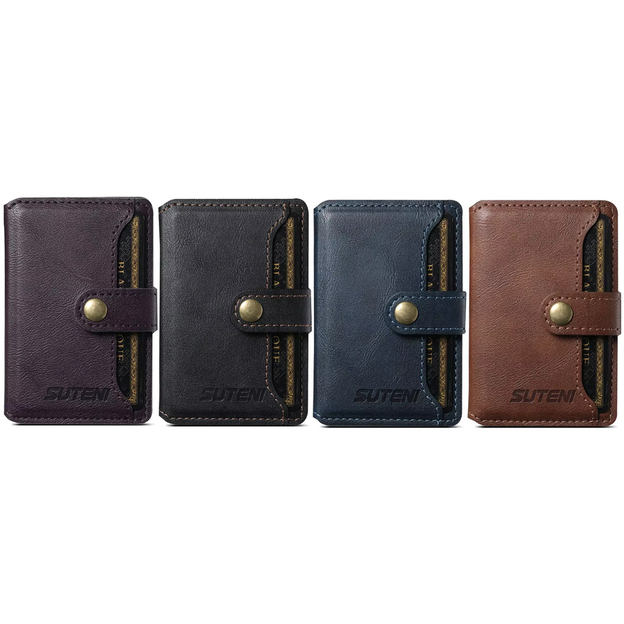 SUTENI Luxus Kunstleder Magnet Kartenhalter Flip Wallet MagSafe Cover für iPhone 15 14 13 12 Pro Plus Max in Blau - Bild 4