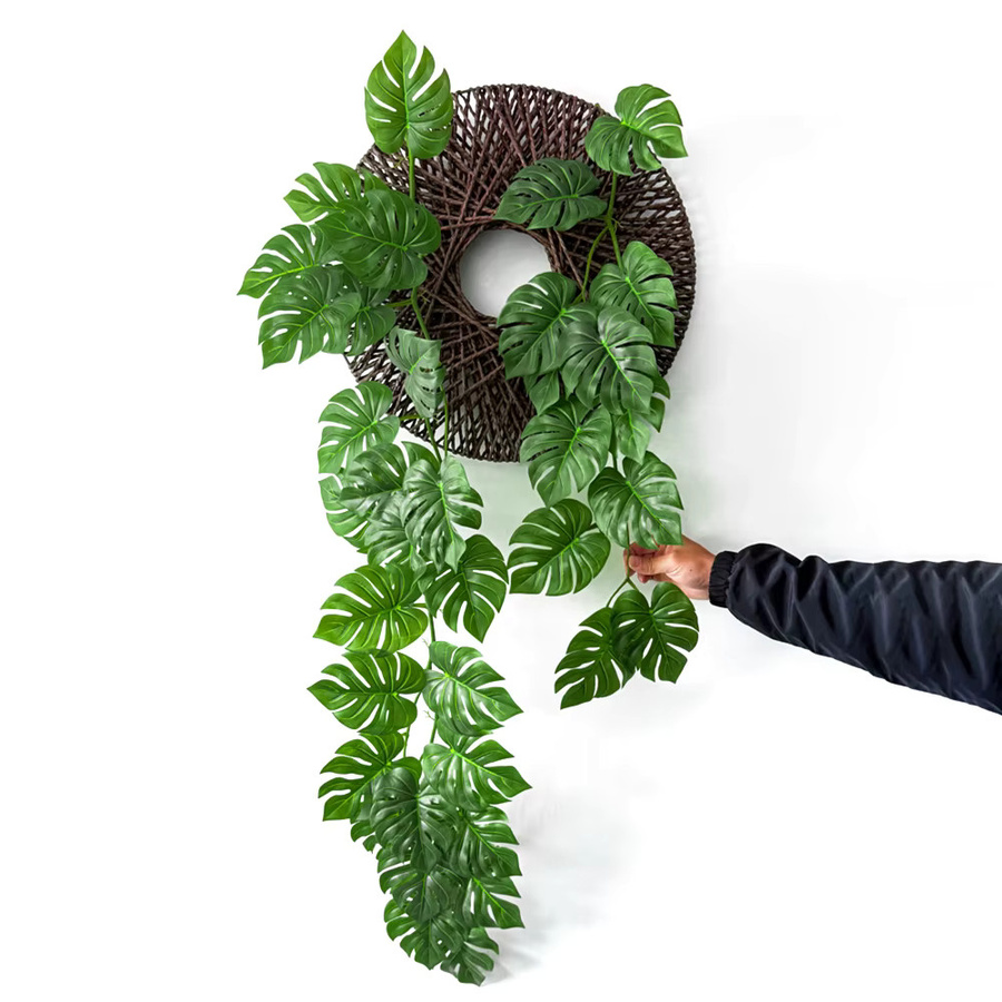 Künstliche Monstera Hängepflanze von Kmitang in Grün, tropische Ranken aus Kunststoff, Höhe: 180 cm - Bild 3