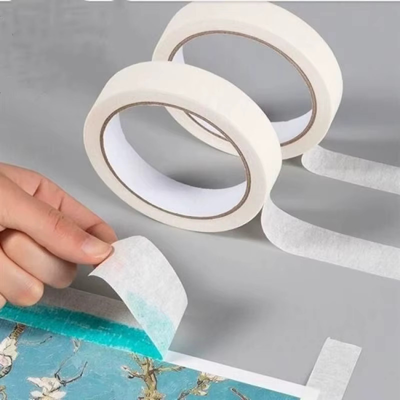 Beiges Krepp-Papier-Klebeband zum Abziehen, hitzebeständig und rückstandsfrei, ideal für Malerarbeiten, DIY und Basteln, Länge: 50 m - Bild 2