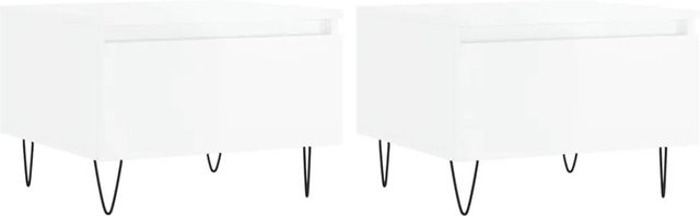 vidaXL Couchtisch Set 2 Stück in Hochglanz-Weiß, modernes Design aus Holzwerkstoff und Metall, B/T/H: 50 x 46 x 35 cm - Bild 1