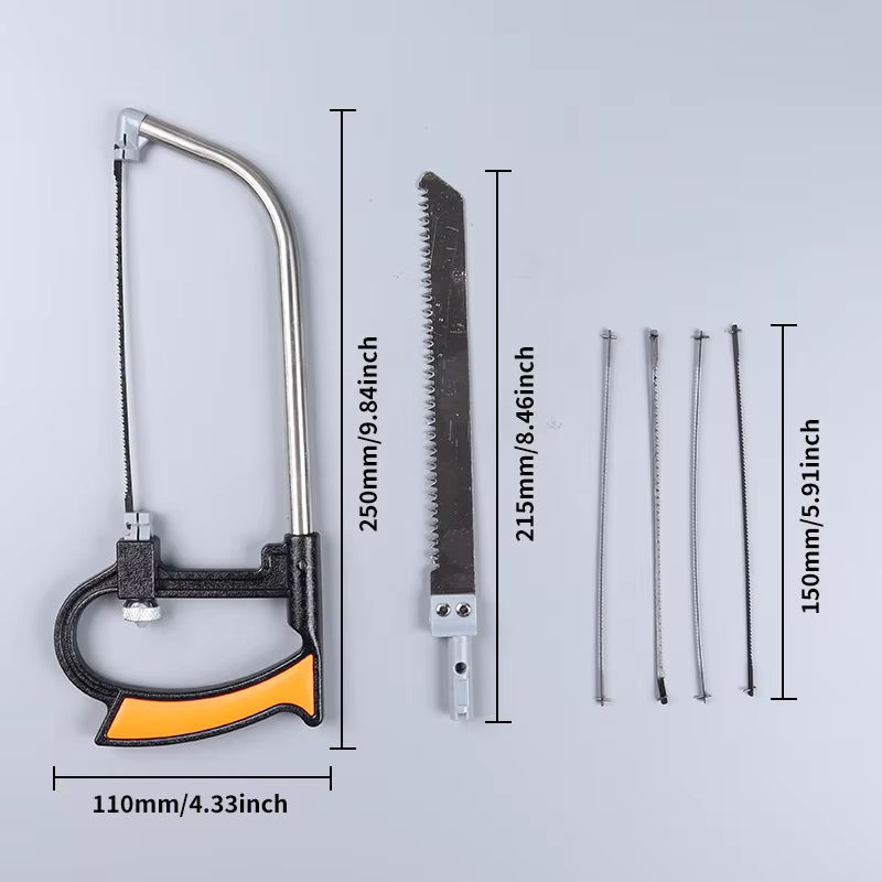 8-in-1 Multifunktions-Mini-Handsägeset mit verstellbarem Rahmen und 6 Stahlsägeblättern zum Schneiden von Metall, Kunststoff, Holz, PVC und Keramikfliesen - Bild 3