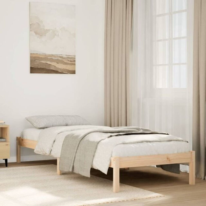 Massivholzbett Vidaxl aus Kiefernholz in Natur Braun im Landhaus- und Skandinavischen Stil, B/T/H: 100 x 220 cm - Bild 1
