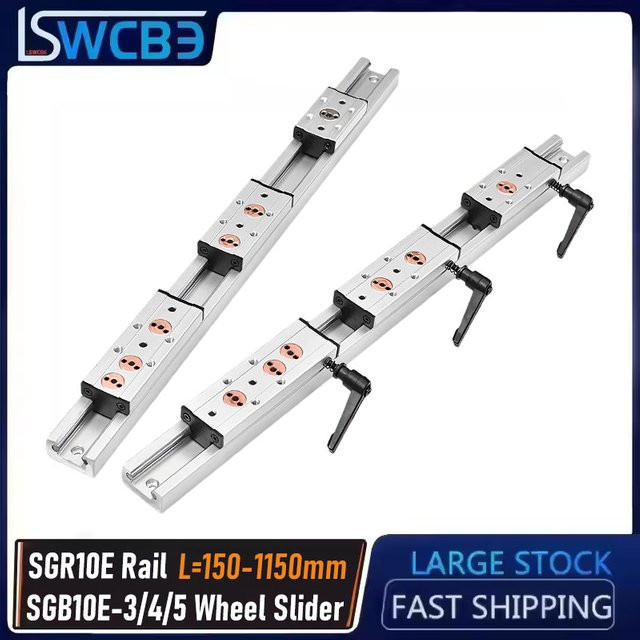 Eingebaute Zweiachsen-Linearführung SGR10E mit SGB-Verriegelungsschieber und Rollenschieber für Holzbearbeitungs-Schiebetische in Silber - Bild 1