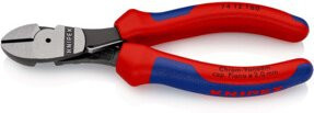 Knipex Kraft-Seitenschneider 74 12 160 mit Mehrkomponenten-Griff in Schwarz und Rot, Länge: 160 mm - Bild 1