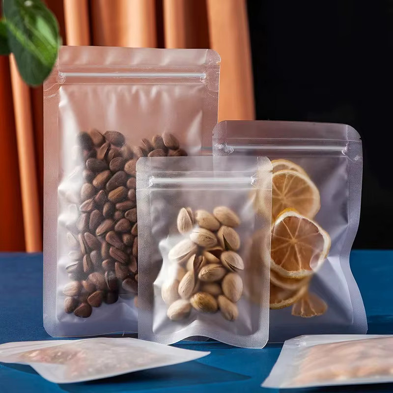 Mattierte transparente Ziplock-Beutel aus Kunststoff zur Lebensmittelaufbewahrung, wiederverschließbare Portionsbeutel für Tee, Nüsse, Snacks und Kräuter - Bild 4