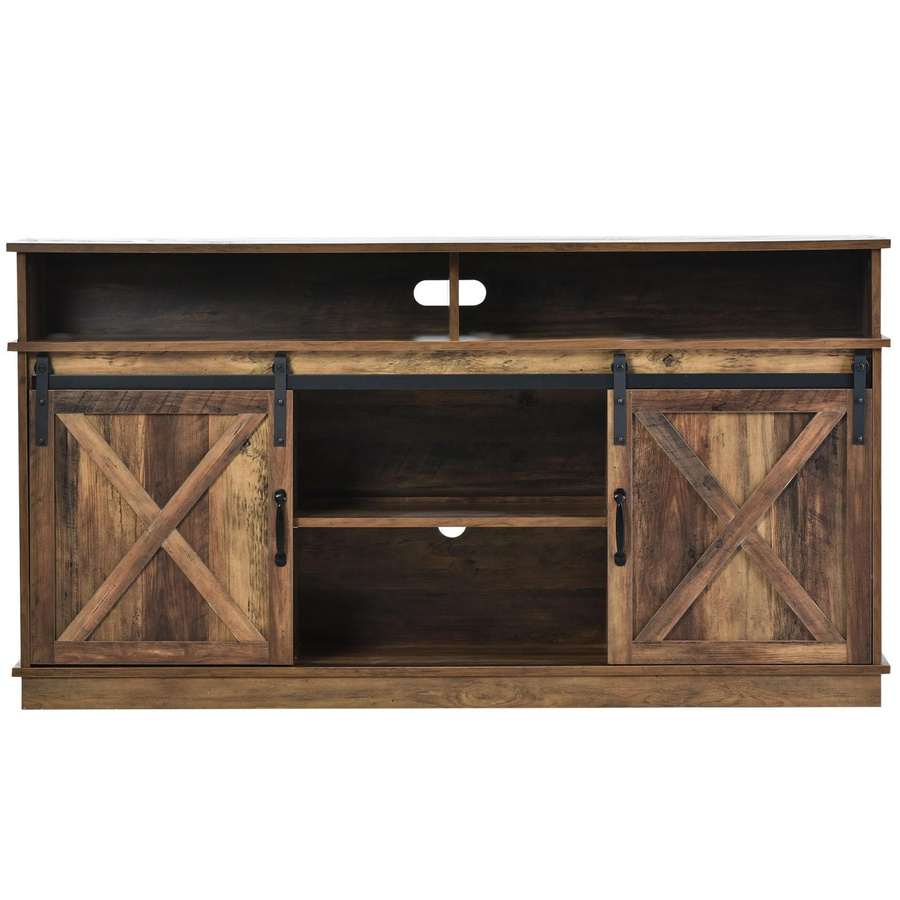 okwish TV Schrank mit Schiebetüren und Regalen in Braun, B/T/H: 148 x 40 x 78 cm - Bild 2